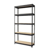 Nouveau Storage Rack 5 Tier Steel Rack with Engineered Wood Shelves - 16"D x 35.5"W x 71.2"H