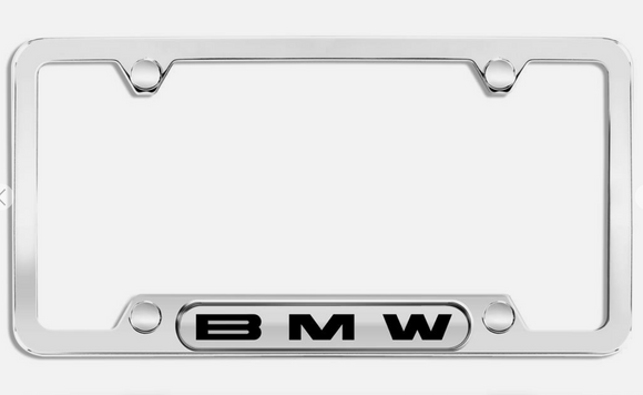 Genuine BMW License Plate Frame - Chrome Finish with BMW Name