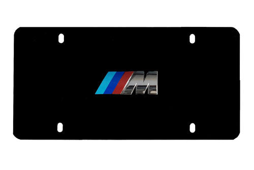 Genuine BMW License Plate - M Logo w/ Black Stainless Steel Plate