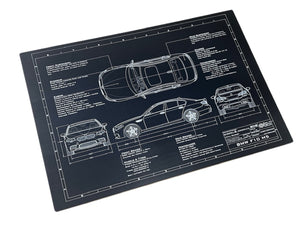 BMW Engineered Art Laser Etched Blueprint Artwork 23"x16.5"