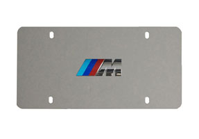 Genuine BMW License Plate - M Logo w/ Mirrored Stainless Steel Plate