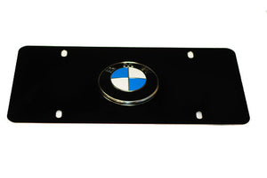 Genuine BMW License Plate - BMW Logo w/ Black Stainless Steel Plate